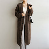 Women Knitted Cardigan Retro Loose Thick Sweater