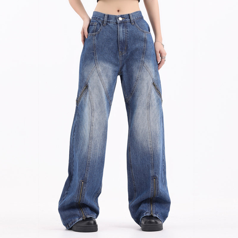 Men Jeans Punk Design Stitching Slit