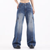 Men Jeans Punk Design Stitching Slit