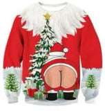 Black Christmas Sweater Christmas round Neck Sweater Casual Funny Santa Claus