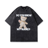 Men T-Shirt Bear Print Distressed Oversize
