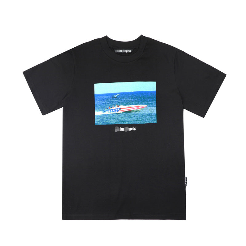 Palm Angle T Shirts Speedboat Pattern