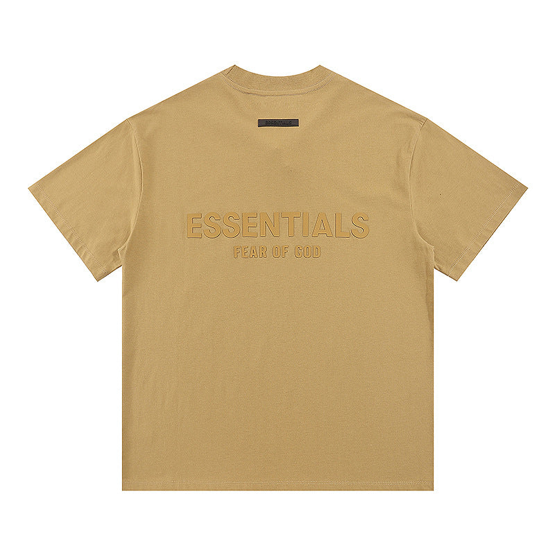 Fog Essentials T Shirts Spring/Summer Double Line Plastic Letter Crew Neck Short Sleeves