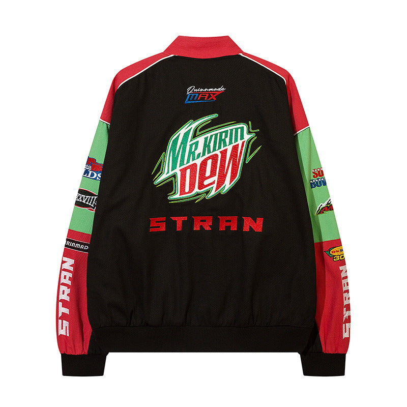 Women Jackets Versatile Racing Oversize Stand Collar Jacket