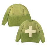 Kapital Sweater Vintage Hida and Macro Cross Ripped round Neck Knitted Pullover Long Sleeve Sweater