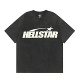 HS T Shirt Simple Distressed Star Portrait Printing Casual Loose