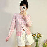 Ralph Lauren Knitted sweaters RL Ralph War Horse Embroidered Knitted Cardigan Crew Neck Checked Top