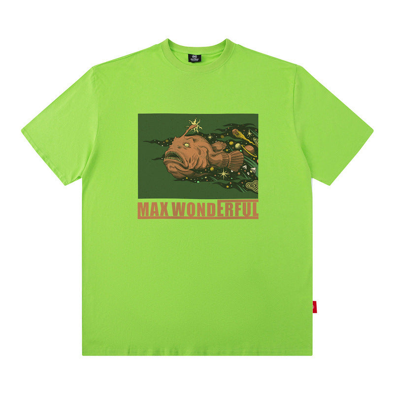 Men T-Shirt Cartoon Creative Printing Loose