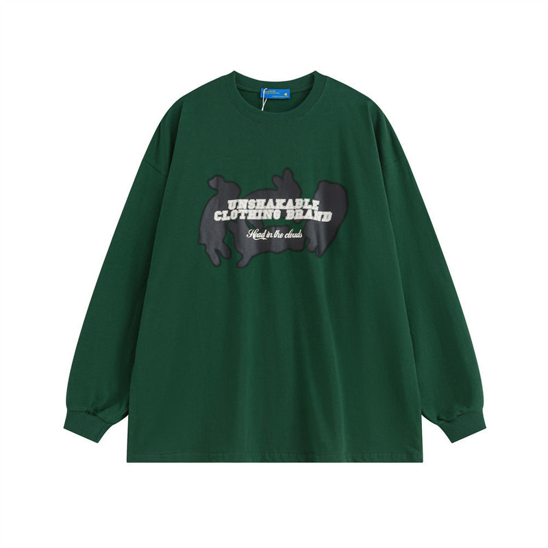 Men Long Sleeve T-Shirt Letter Printing Casual Loose round Neck Base