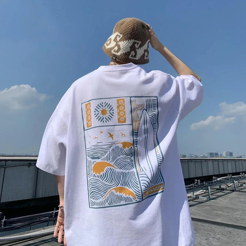 Men's and Women's  Oversized Cotton T-Shirt Hip Hop Street T-Shirt