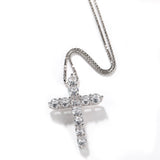 Jewelry Sterling Silver Zircon Full Diamond Cross Necklace Crosses Spectrum Royalty