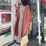 Women Knitted Cardigan Simple Solid Color Loose Sweater
