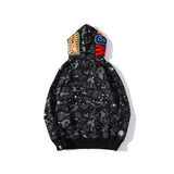 Bathing Ape Hoodie Luminous Starry Sky Two-Hat Cardigan Zipper Velvet Shark
