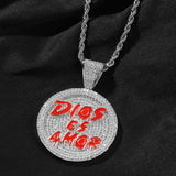 Jewelry Disc Pendant with Diamonds Hip Hop Necklace ins Alphabet Pieces Spectrum