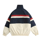 Men Cotton Mixed Jacket Coat Letter Embroidery Stitching Contrast Color Men Winter Zipper Thermal