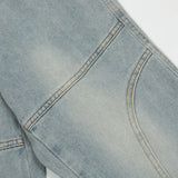 Men Jeans Stitching Topstitching Loose Zip