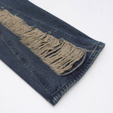 Men Jeans Ripped Special Design Burr Stitching