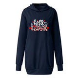 Valentine's Day Dress Autumn and Winter Hooded Printed Sweater Dress Women's Clothing