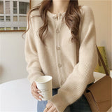 Women Knitted Cardigan Short Retro Loose Knitted Cardigan