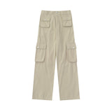 Men Jeans Vintage Multi-Pocket Workwear Jeans Solid Color