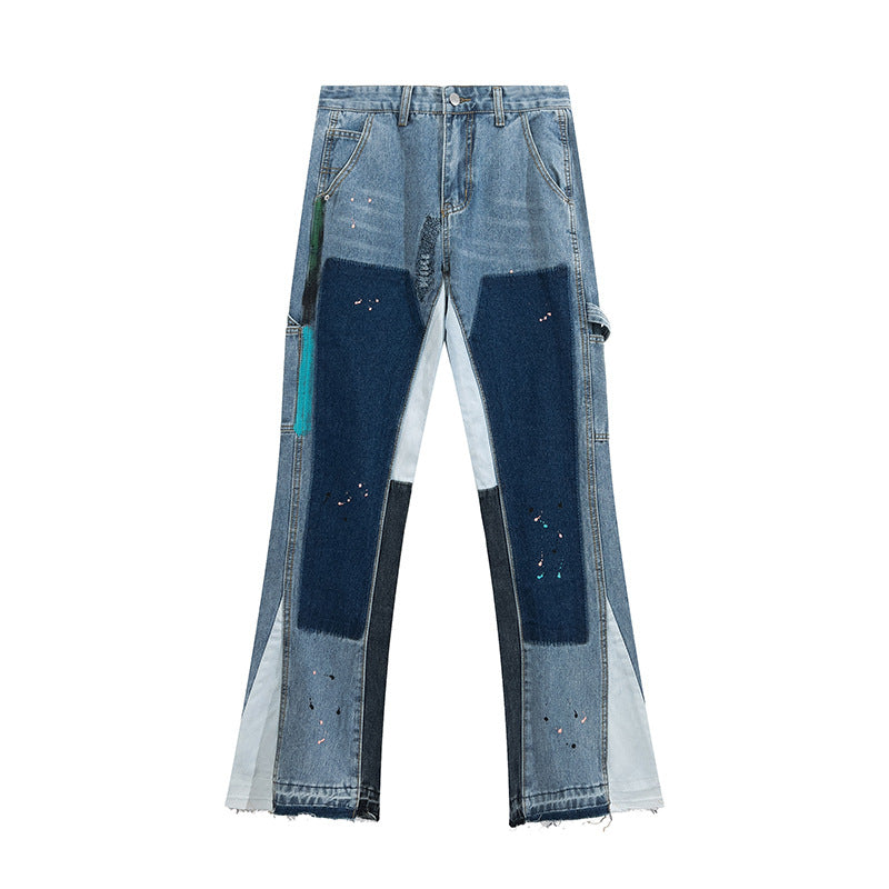 Gallery Dept Pant Splash Ink Patchwork Retro High Street Men's and Women's Flared Jeans