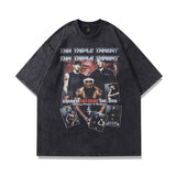 Men T-shirt Portrait Printing Vintage Loose