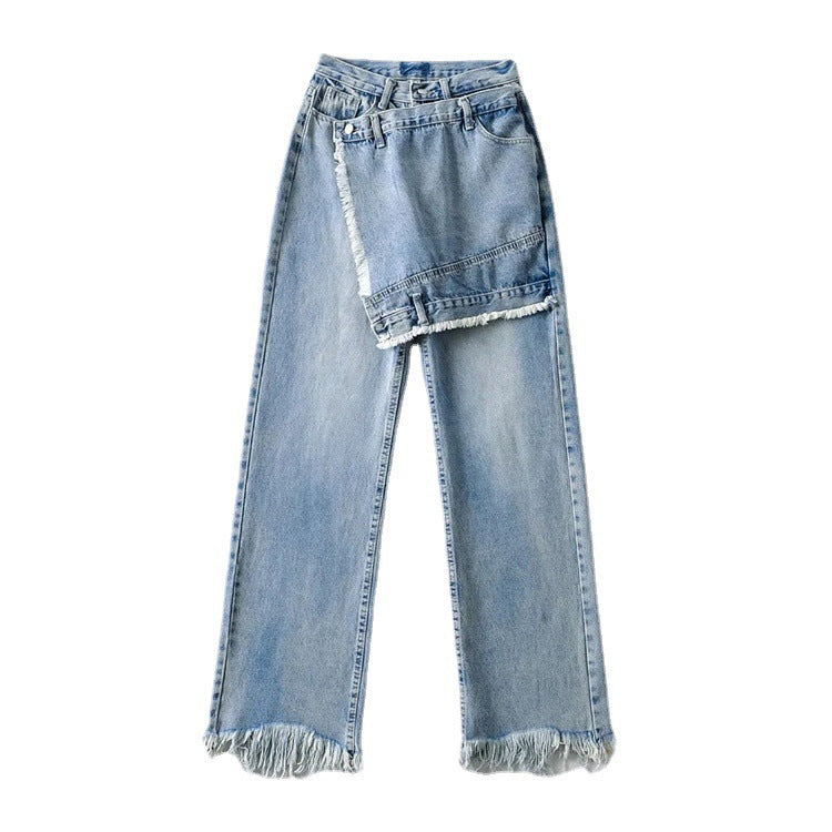 Women Jeans Retro Burr Personality Design