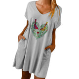 Valentine's Day Dress Loose V-neck Dress for Women