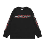 Men Long Sleeve T-Shirt Flame Print Cotton Leisure Sports Racing