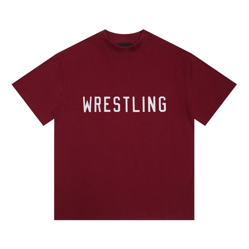 Fog Essentials T Shirts Autumn and Winter FOG Double Line Flocking Letter Crew Neck Short Sleeves