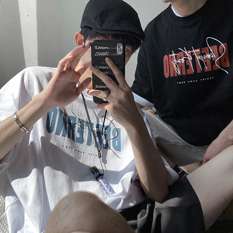 Men T Shirt Trendy Loose Simple Summer All-Match
