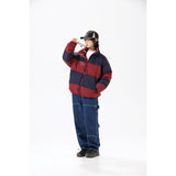 Unisex Coat Retro Patchwork Stand-up Collar Cotton-Padded Clothes Men and Women