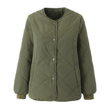 Women Cotton Coat Rhombus Lightweight Cotton-Padded Jacket Elderly