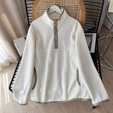 Women Hoodie Polar Fleece Loose Fleece-lined