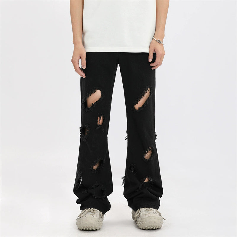 Men Jeans Scrape Hip Hop Punk Loose Hole