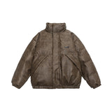 Unisex Coat Old Winter PU Leather Cotton-Padded Jacket