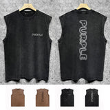 Purple Brand Distressed Tank T Shirts Distressed Sleeveless T-shirt Vest