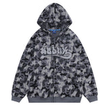 Men Fleece Lined Hoodie Camouflage Cardigan Sweater Men's Autumn and Winter High Street Zip Long Sleeve Coat