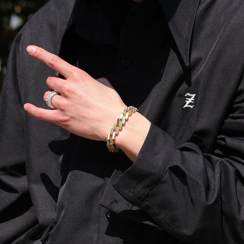 Bracelet Hip Hop Oil Drop Alloy Colored Cuban Bracelet St. Valentine's Spectrum