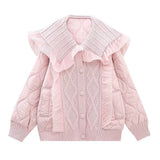 Women Cotton Coat Loose Slim Patchwork Coat Princess