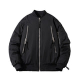 Mens Vintage Jackets Zip Baseball Collar Thermal Bomber Jacket
