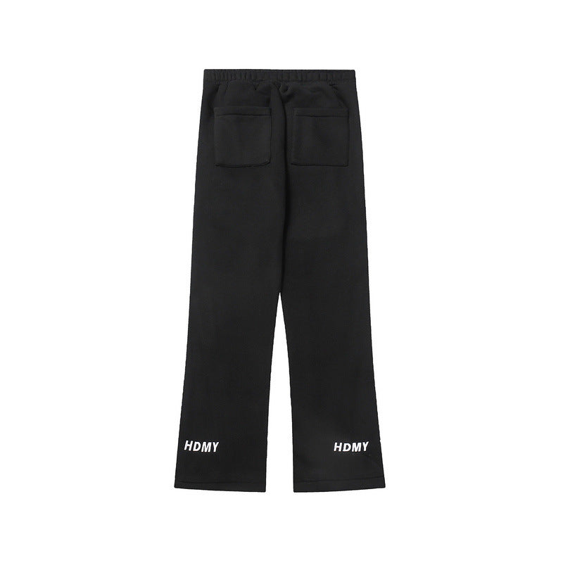 Cargo Pants Color Block Large Pocket Fleece Cotton Pants