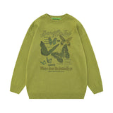 Women Sweater Butterfly Print Knitted Top All-Match Sweater