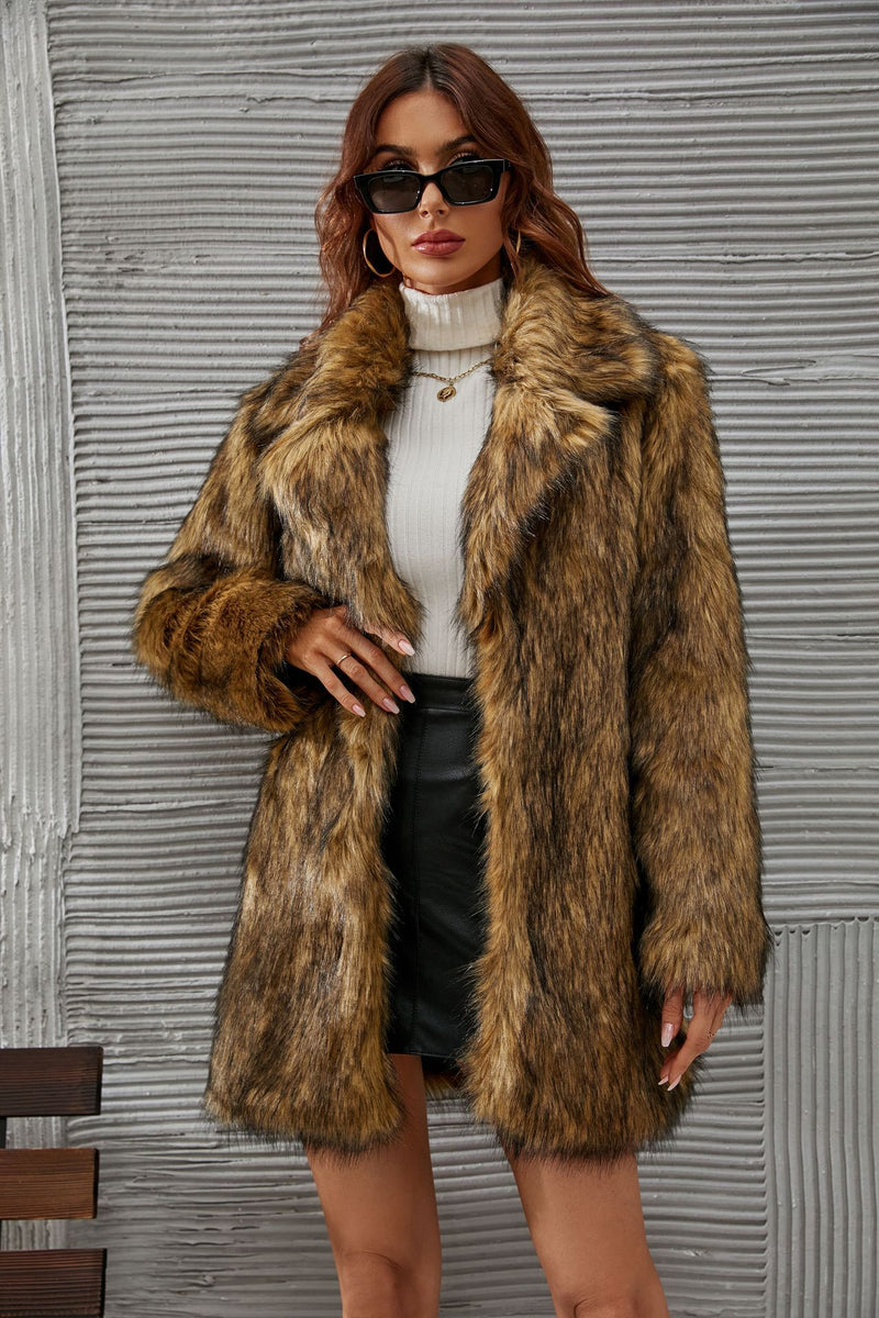 Women Fur Jacket Plush Thermal Long Coat