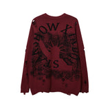 Women Sweater Devil Jacquard Knitted Sweater Ripped