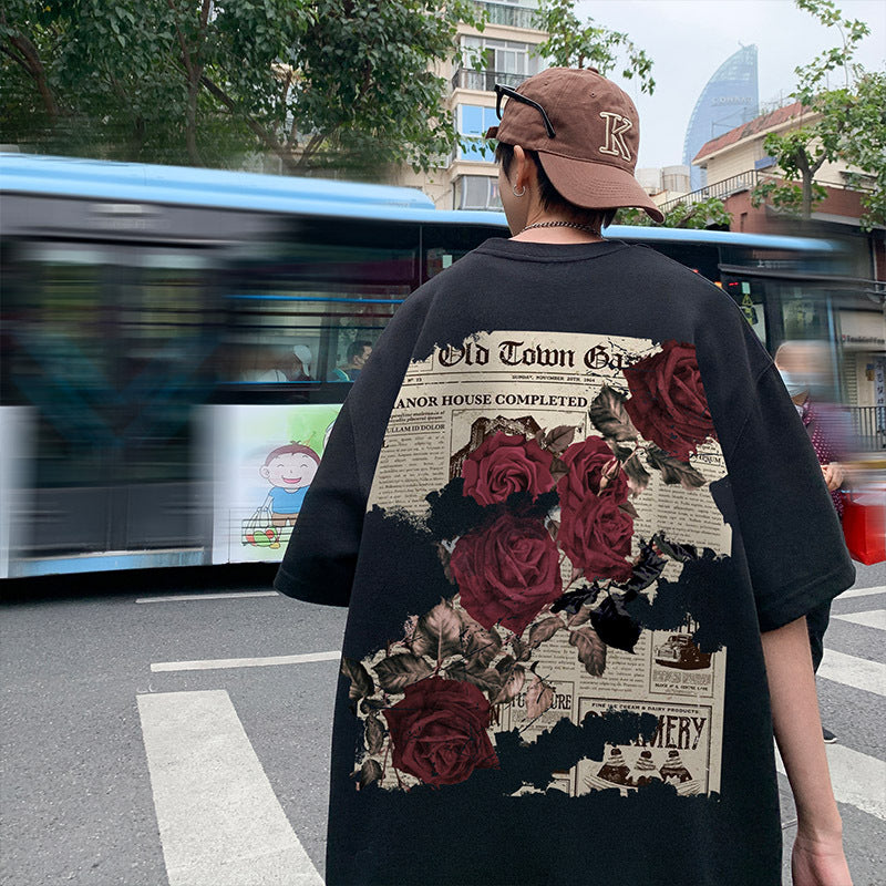 Men T Shirt Summer Loose Cotton Casual