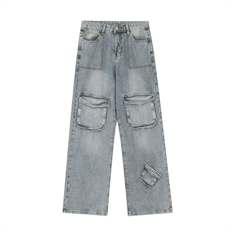 Men Jeans Trendy Design Multi-Pocket