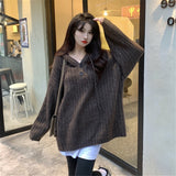 Women Pullover Sweater Vintage Casual Long Knitwear