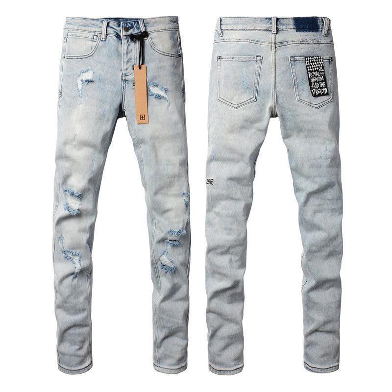 KSUBI Jeans Slim Fit Casual Stretch Ripped Jeans