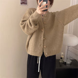 Women Knitted Cardigan Loose Temperament Thickened Sweater